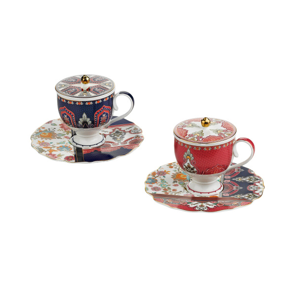 Etro Bone 2Li Kapakli Çay Fincani Seti 150 ml - 1