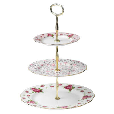 Royal Albert New Country Roses White Vintage 3 Katlı Kek Standı - 1