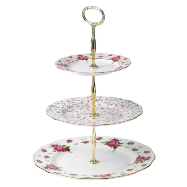 Royal Albert New Country Roses White Vintage 3 Katlı Kek Standı - 1