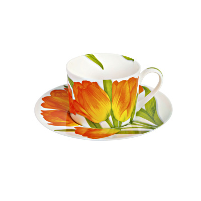 Taitu Freedom Fine Bone 2'li Çay Fincanı Seti 230 ml Turuncu Kırmızı - 3