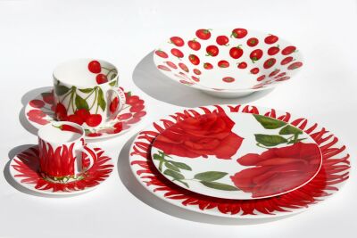 Taitu Red Fine Bone 22Cm 4Lu Tabak Seti (1)