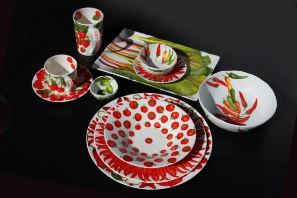 Taitu Red Fine Bone 22Cm Çukur Tabak Seti (1)