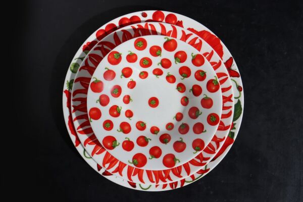 Taitu Red Fine Bone 22Cm Çukur Tabak Seti - 5